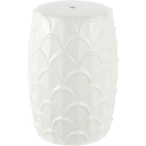 image:imageSAFAVIEH Home Collection Seina Coastal Scalloped Cream Ceramic 17inch Decorative Accent Garden Stool for Living Room Bathroom Patio Side Table Plant Stand Fully Assembled