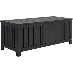 image:imageSAFAVIEH Outdoor  Abri Cushion Storage Box  Solid Wood  Coastal Resort Storage Bench Design  Ideal for Patio Deck Porch Backyard 18 W x 47 D x 19 H PAT7037ABlack