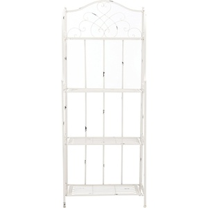 image:imageSAFAVIEH Outdoor  Amaris 4Tier Bakers Rack  Antique Dark Green Iron Metal  Vintage Victorian Scrollwork  Ideal for Patio Deck Porch Sunroom 145 W x 25 D x 63 H PAT5014DAntique White