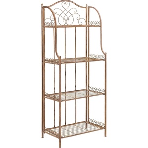 image:imageSAFAVIEH Outdoor  Amaris 4Tier Bakers Rack  Antique Dark Green Iron Metal  Vintage Victorian Scrollwork  Ideal for Patio Deck Porch Sunroom 145 W x 25 D x 63 H PAT5014DRusty Orange