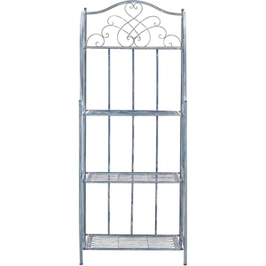 image:imageSAFAVIEH Outdoor  Amaris 4Tier Bakers Rack  Antique Dark Green Iron Metal  Vintage Victorian Scrollwork  Ideal for Patio Deck Porch Sunroom 145 W x 25 D x 63 H PAT5014DMossy Blue