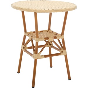 image:imageSAFAVIEH Outdoor  California Bistro Table  Navy  Faux Rattan amp Aluminum Base  Coastal Cafe Table Design  Ideal for Patio Deck Sunroom Dining Area 238 W x 238 D x 285 H PAT7536BNatural