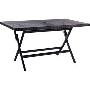 image:imageSAFAVIEH Outdoor Collection Akita Grey Brown Folding Table with Umbrella Hole PAT7503CBlack