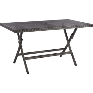 image:imageSAFAVIEH Outdoor Collection Akita Grey Brown Folding Table with Umbrella Hole PAT7503CGrey