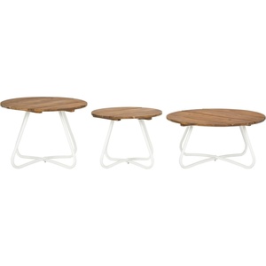 image:imageSAFAVIEH Outdoor Collection Henderson Teak and White 3Pc Wood Top Coffee Table