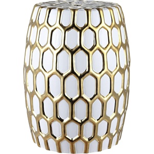 image:imageSAFAVIEH Outdoor Collection Laili Golda and White Ceramic Garden Stool