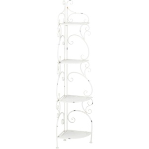 image:imageSAFAVIEH Outdoor Collection Turuca Antique White Wrought Iron 4Tier Corner Shelf Fully AssembledAntique White