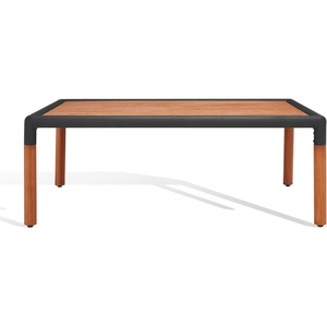 image:imageSAFAVIEH Outdoor Couture Collection Tommy Tropical Black MetalNatural Solid Wood Rectangular Patio Coffee Table CPT1029A