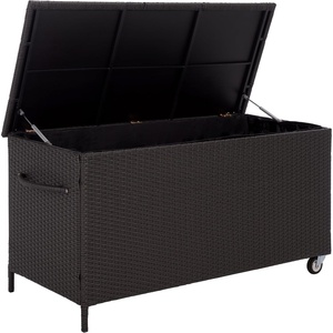 image:imageSAFAVIEH Outdoor Patio Furniture Collection  Kent Black Rattan Storage Cushion Box with Wheels PAT6903ABlack