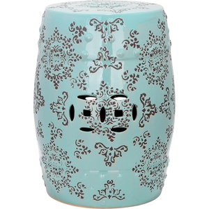 image:imageSafavieh Castle Gardens Collection Glazed Ceramic Robins Egg Blue Medallion Garden Stool