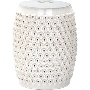 image:imageSafavieh Castle Gardens Collection Stella Nail Head White Glazed Ceramic Garden StoolCream
