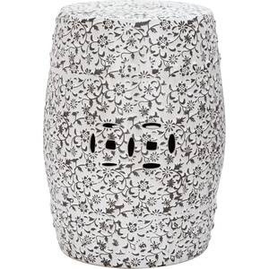 image:imageSafavieh Flower and Vine Ceramic Decorative Garden Stool White and Charcoal