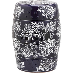 image:imageSafavieh Midnight Flower Ceramic Decorative Garden Stool Navy and White