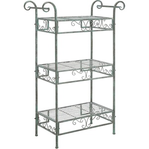 image:imageSafavieh Outdoor Collection Noreen Antique White 3 Tier ShelfAntique Dark Green