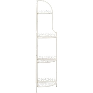 image:imageSafavieh PAT5013B Outdoor Collection Abarrane Antique White Wrought Iron 4Tier Corner ShelfAntique White