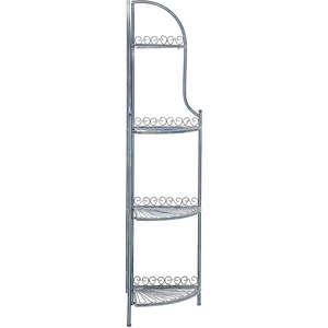 image:imageSafavieh PAT5013B Outdoor Collection Abarrane Antique White Wrought Iron 4Tier Corner ShelfMossy Blue