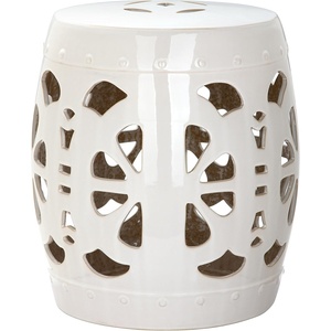 image:imageSafavieh Stencil Blossom Ceramic Decorative Garden Stool Antique WhiteCream