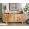 image:imageSAFAVIEH Couture Collection  Ashlietta Natural Wood amp Travertine Top Sideboard Modern Storage Cabinet Fully Assembled SFV5778ANaturalTravertine