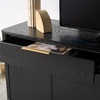 image:imageSAFAVIEH Couture Collection Gabrietta Medium OakBlack Entertainment Media TV Stand Fits up to a 65 Flatscreen Television Fully AssembledBlackGold