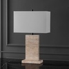image:imageSAFAVIEH Couture Collection Jennabriana TravertineBlack 26inch Dimmable Table Lamp for Bedroom Living Room Home Office Desk Nightstand