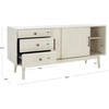 image:imageSAFAVIEH Couture Collection Tomas MidCentury White Washed 3Drawer Sliding Door Entertainment Media Stand Fits up to a 65 Flatscreen TVWhite Washed