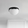 image:imageSAFAVIEH Couture Lighting Collection Eddie BrassOffWhite Alabaster Flush Mount Ceiling Light LED Bulb IncludedBlackOff White