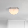 image:imageSAFAVIEH Couture Lighting Collection Eddie BrassOffWhite Alabaster Flush Mount Ceiling Light LED Bulb IncludedSilverOff White