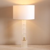 image:imageSAFAVIEH Couture Lighting Collection Johnny AlabasterGold 30inch Bedroom Living Room Home Office Desk Nightstand Table Lamp LED Bulb Included
