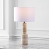image:imageSAFAVIEH Couture Lighting Collection Tywin TravertineWhite 27inch Dimmable Table Lamp for Bedroom Living Room Home Office Desk Nightstand LED Bulb Included
