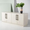image:imageSAFAVIEH Couture Mallory TV Stand for up to 65 Flatscreen  White Wash 4 Doors with Interior Storage Entertainment Media Console Cabinet Fully Assembled SFV2120BWhite Washed