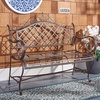 image:imageSAFAVIEH Outdoor  Abner Outdoor Iron Garden Bench  Antique White  Scrollwork Design  Ideal for Patio Deck Porch Garden 17 Seat Height PAT5017ARustic Brown