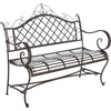 image:imageSAFAVIEH Outdoor  Abner Outdoor Iron Garden Bench  Antique White  Scrollwork Design  Ideal for Patio Deck Porch Garden 17 Seat Height PAT5017ARustic Brown