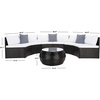image:imageSAFAVIEH Outdoor  Jesvita 4Piece Conversation Set  Beige amp White  Faux Wicker amp Steel Frame  Demilune Sectional with Accent Table  Ideal for Patio Deck Porch Backyard PAT7701BBlack  White