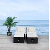 image:imageSAFAVIEH Outdoor  Pramla Settee and Ottoman Set  Grey amp Grey  Steel Frame with Cushion  Coastal Storage Design  Ideal for Patio Deck Porch Backyard PAT7515BBlack  Beige