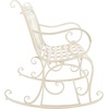 image:imageSAFAVIEH Outdoor  Ressi Black Rust Victorian Rocking Bench  Distressed Wrought Iron Patio Glider Seating 15 Seat Height 433 W x 326 D x 366 H PAT5021BPearl White