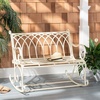image:imageSAFAVIEH Outdoor  Ressi Black Rust Victorian Rocking Bench  Distressed Wrought Iron Patio Glider Seating 15 Seat Height 433 W x 326 D x 366 H PAT5021BPearl White