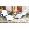 image:imageSAFAVIEH Outdoor Collection Pacifica Natural Brown Solid WoodYellow Cushion 3Piece Chaise Lounge Set with Table PAT7020DBlackBeige