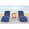 image:imageSAFAVIEH Outdoor Collection Pacifica Natural Brown Solid WoodYellow Cushion 3Piece Chaise Lounge Set with Table PAT7020DNaturalNavy