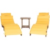 image:imageSAFAVIEH Outdoor Collection Pacifica Natural Brown Solid WoodYellow Cushion 3Piece Chaise Lounge Set with Table PAT7020DNaturalYellow