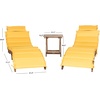 image:imageSAFAVIEH Outdoor Collection Pacifica Natural Brown Solid WoodYellow Cushion 3Piece Chaise Lounge Set with Table PAT7020DNaturalYellow