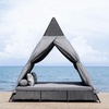 image:imageSAFAVIEH Outdoor Patio Furniture Collection  Bongo Grey amp Light Grey Wicker Outdoor Daybed with Canopy Modern Pyramid Design PAT7736BBlackGrey