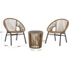 image:imageSAFAVIEH Outdoor Patio Furniture Collection  Otto Green amp Black Rattan 3Piece Bistro Set with 2 Chairs and Accent Table PAT7549BNaturalBlack
