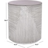 image:imageSAFAVIEH Outdoor Patio Furniture Collection  Verona White amp Grey Ficonstone Round Drum Side Table Modern Accent Table Fully Assembled PAT1541AWhiteGrey