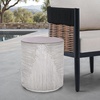 image:imageSAFAVIEH Outdoor Patio Furniture Collection  Verona White amp Grey Ficonstone Round Drum Side Table Modern Accent Table Fully Assembled PAT1541AWhiteGrey