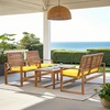 image:imageSafavieh Home Collection Hailey Outdoor Living 4Piece Acacia Patio Furniture Set Brown and Yellow