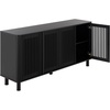 image:imageSAFAVIEH Furniture  Isak Media Stand for TVs up to 70  Black Slat Door Entertainment Media Console  Storage Cabinet for Living Room Bedroom MED3127BBlackBlack