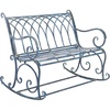 image:imageSAFAVIEH Outdoor  Ressi Black Rust Victorian Rocking Bench  Distressed Wrought Iron Patio Glider Seating 15 Seat Height 433 W x 326 D x 366 H PAT5021BMossy Blue