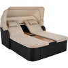 image:imageSAFAVIEH Outdoor  Victoria Grey Brown amp Taupe Double Daybed Rattan Canopy Lounger with Reversible Cushions Cup Holders Patio Furniture for Deck Backyard Poolside PAT7759ABlackTaupe