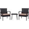 image:imageSAFAVIEH Outdoor Collection Moore Black RattanBeige Cushion 3Piece Patio Lounge Bistro Set with Table PAT9009ABlack  Beige