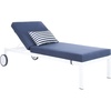 image:imageSAFAVIEH Outdoor Collection Yves Nautical NavyWhite Adjustable Chaise Lounge Chair with Striped Pillow PAT4042A